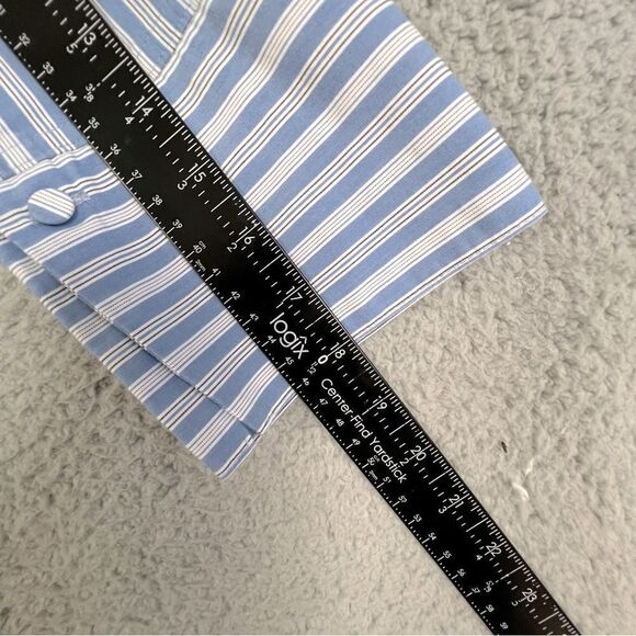 J JILL WOMENS BLOUSE BLUE STRIPED SIZE M SHORTER SLEEVES - Picture 8 of 10